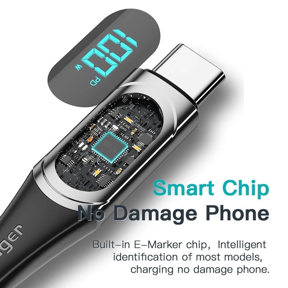 Essager 100 Вт/5 А USB-C к USB-C PD кабель для быстрой зарядки прочный и надежный для Macbook Xiaomi Samsung