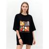 Oversized T Shirt Black Mythical Animals Print With Four Legendary Creatures And Text For Casual Wear Streetwear Fashion Statement