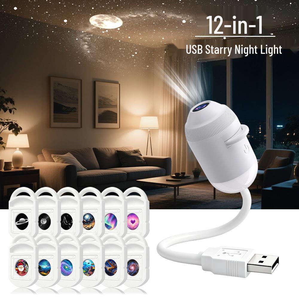 USB Ночник-проектор звездного неба: Маленькая настольная лампа, безопасная для глаз, для прикроватной тумбочки, кормления ребенка, сна