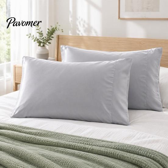 Satin Pillowcase Gentle on Hair And Skin 2Pcs Solid Color Pillowcases, Silky Bed Pillow Covers, Covers for Sleeping & Skin, Smooth Cases with Envelope