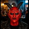 Human-faced Lucifer mask cosplay American Halloween horror mask Film and television prop latex headgear