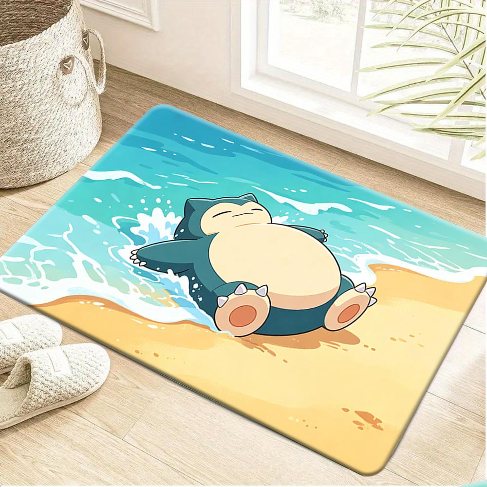 Pokemon Ash and Desert Creatures Watercolor Print Non-Slip Doormat Soft Flannel Floor Mat for Home Decor