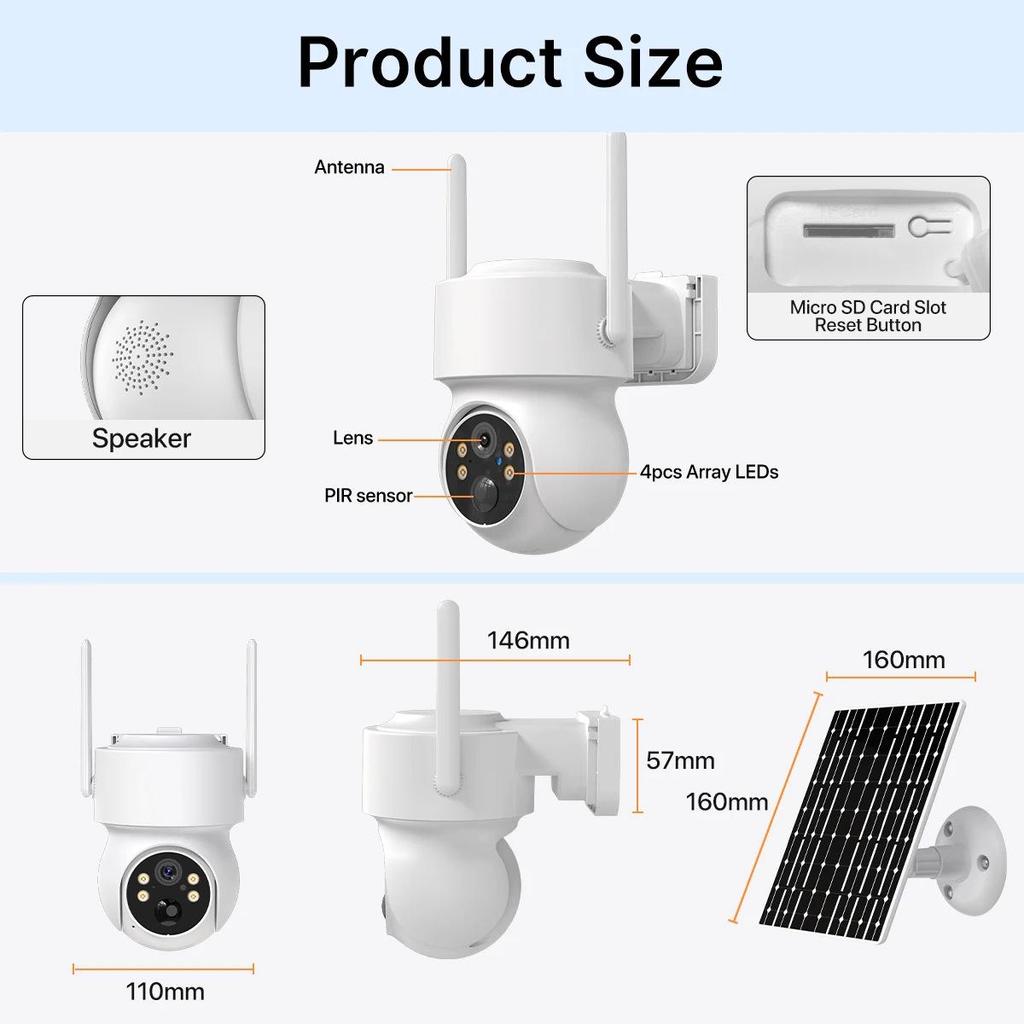 iCSee Solar-Powered Wireless 4MP HD Home Camera with Low Power Consumption