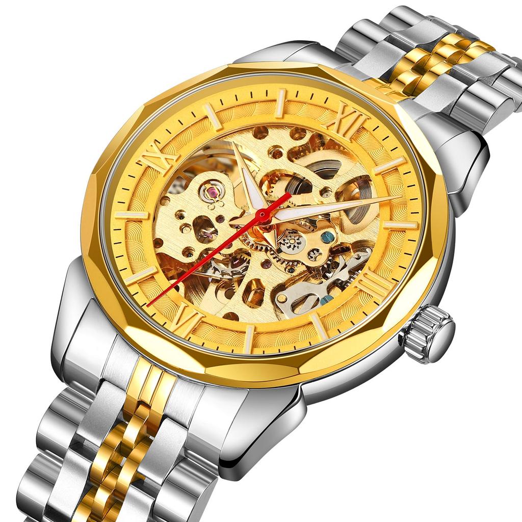 Мужские часы, механические, скелетонированные, из нержавеющей стали, водонепроницаемые, автоматические, с автоподзаводом, наручные часы в стиле стимпанк с ажурным циферблатом
