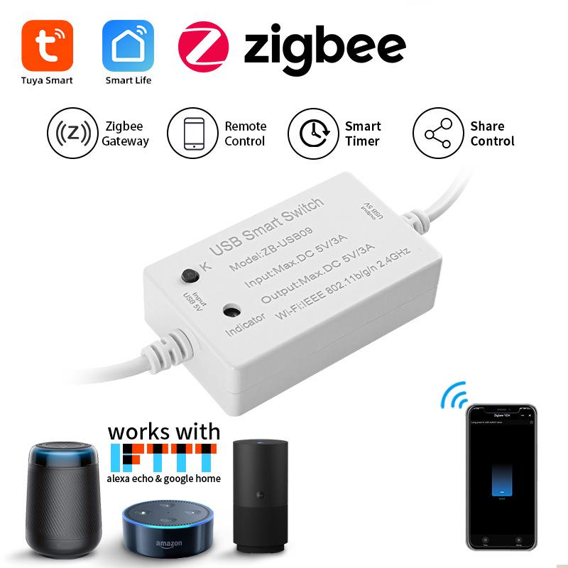 Tuya Smart Zigbee 3.0 USB 5V Switch with Alexa Voice Control & App Remote