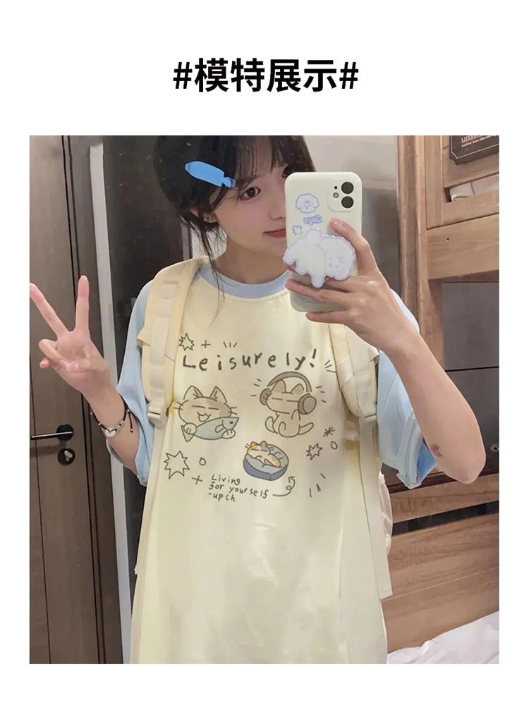 Cute Cartoon Printed Pure Cotton T-Shirt for Girls