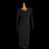 Fall and Winter New Arrival Black V-neck Long Sleeve Knitting Dress Female Silm Slim Looking Stretchy Underwear Mid Length Long Length Bodycon Dress