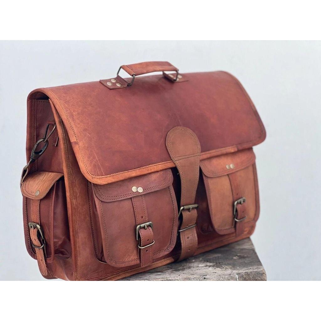 Кожаный портфель Винтажный мужской мессенджер Наплечная сумка для ноутбука