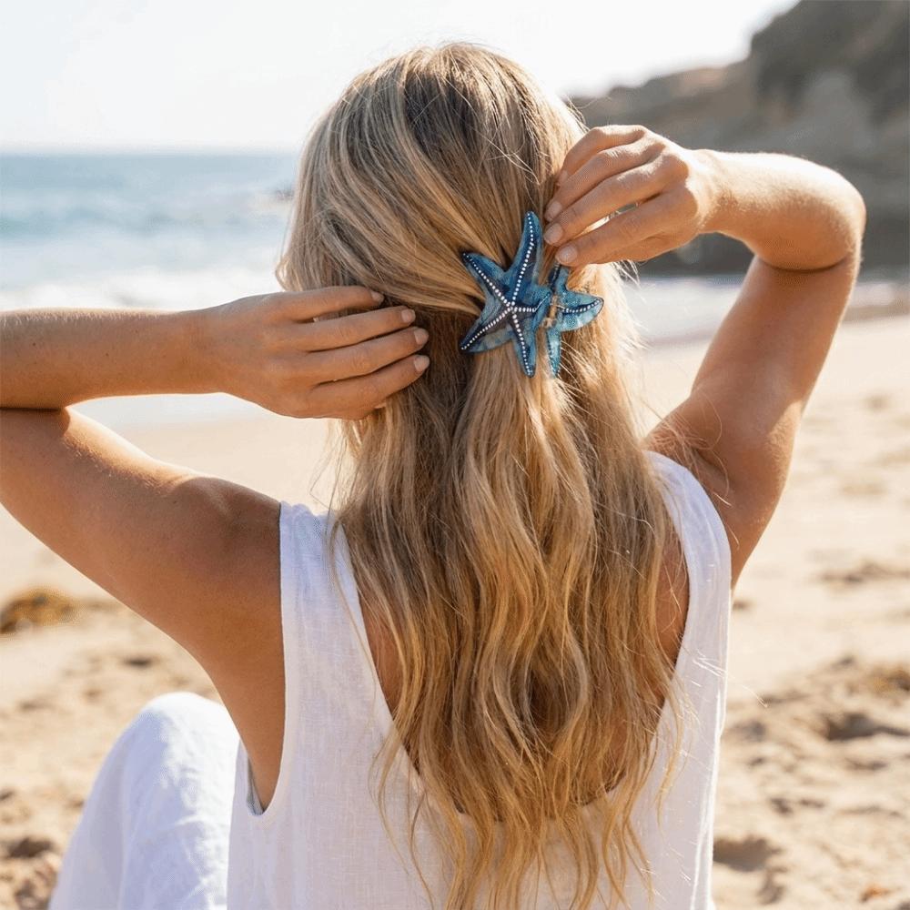 Large Acetate Shark Clip Non-Slip Hair Accessories Sweet Starfish Hair Claw Clip Gift