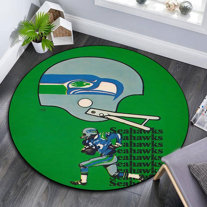 Seattle Seahawks Players pattern round rug,Carpet Rug for Living Room Bedroom Playroom ,Non-slip Floor Mat,Holiday Gifts and Birthday Gifts.