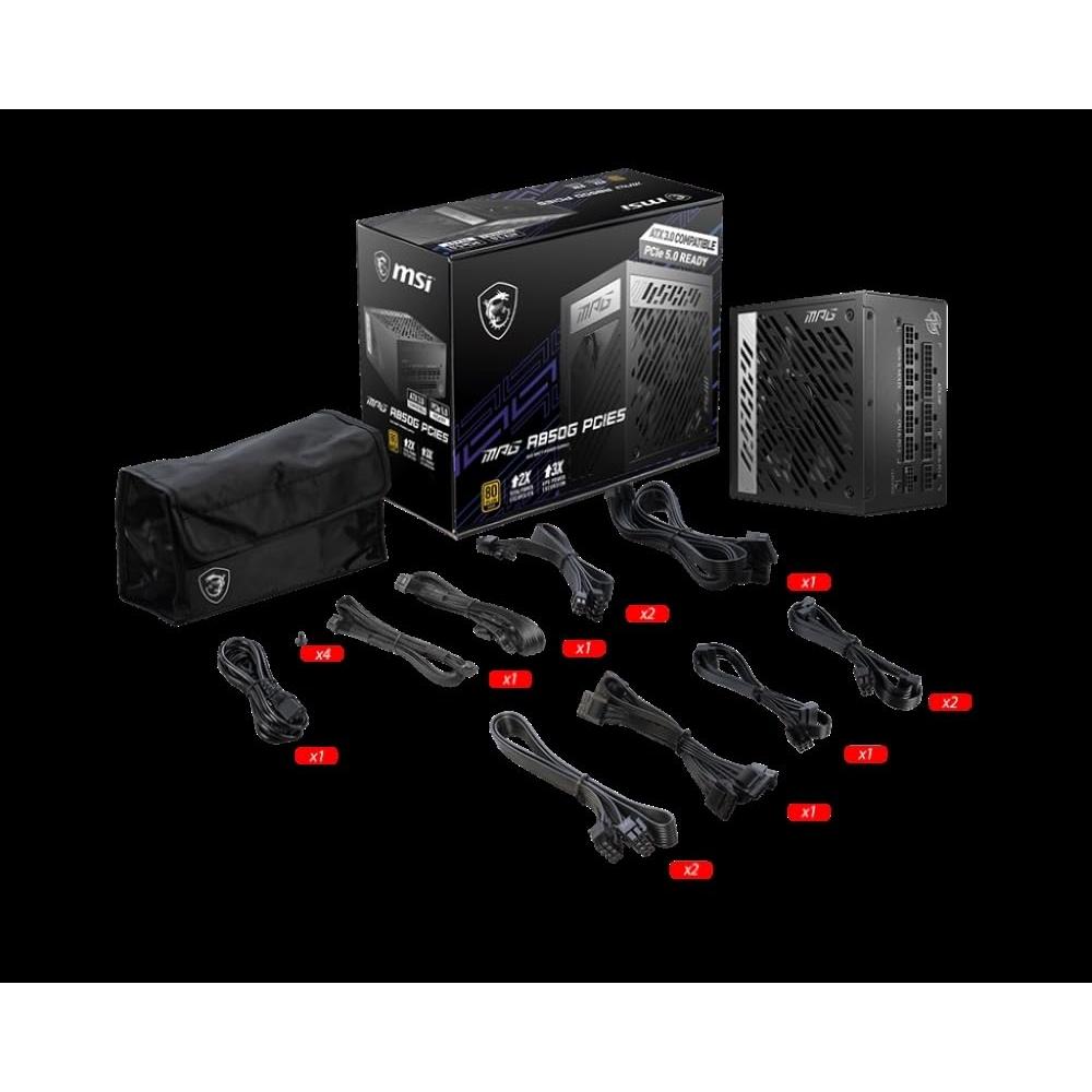 MSI 850W homemade PC power supply unit MPG A850G PCIE5 (80PLUS GOLD PCIe5.0ATX3.0 native compatible 10 year warranty) PS1