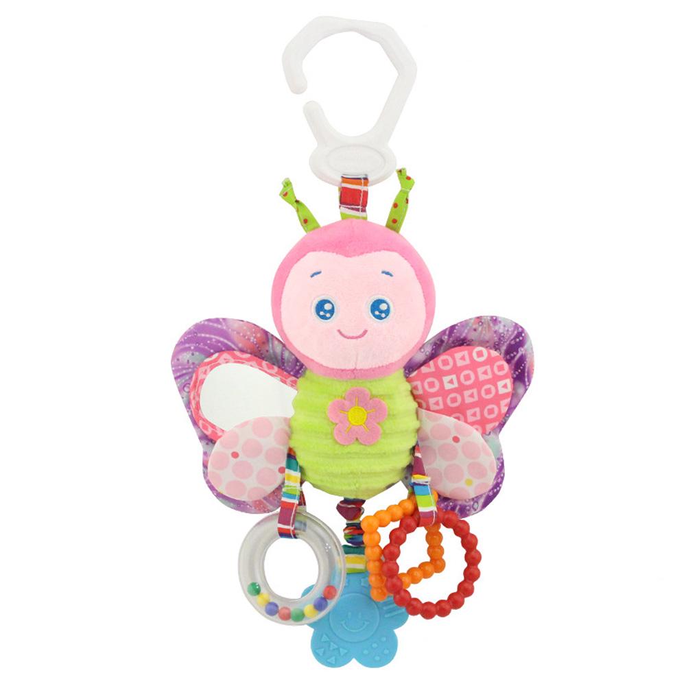 Cartoon Baby Stroller Hanging Rattles Newborn Mobile Rabbit Teether Appease Plush Toy Rubber Rings