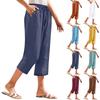 Женские укороченные брюки Stralght Pants With Pockets Lightweight Caual Loose Trousers