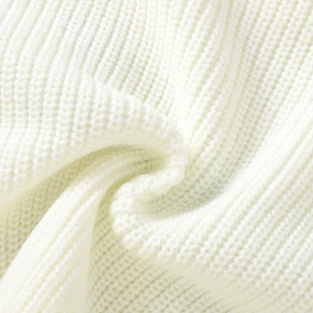 Вязаный свитер для маленьких девочек, повседневный, с вышитыми буквами, теплый, с длинными рукавами, трикотаж для малышей