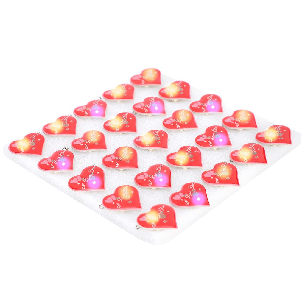25pcs Heart Shaped Cute LED Christmas Brooches Pin Badge for DIY Craft Clothing Decor Party Favors