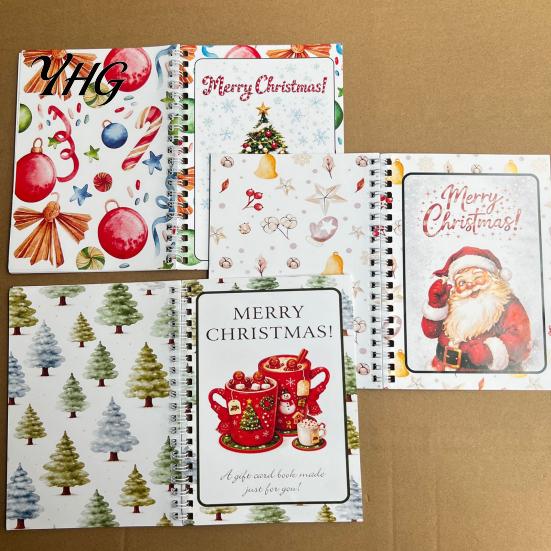 Personalized Present Scrapbook Christmas Gift Card Book, 7" x 5" Spiral Bound Merry for Cards Booklet, Greeting Album, Xmas Party Supplies Unique DIY