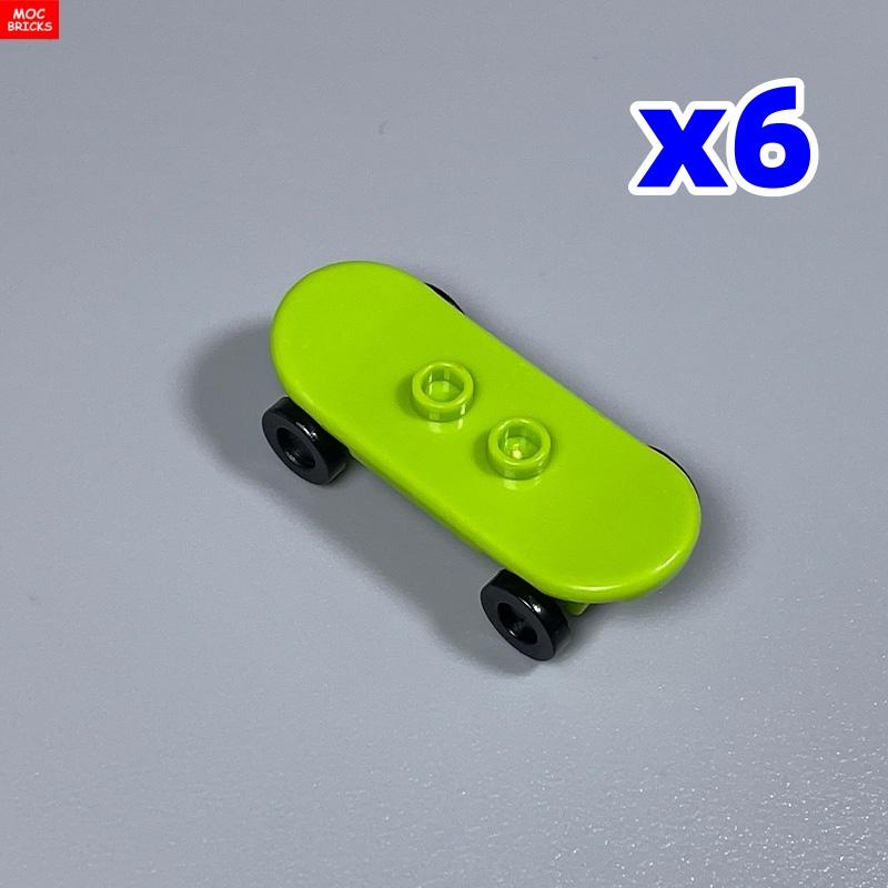 6 шт. Кубики MOC Игрок на скейтборде с колесами Парк Уличная сцена Строительные блоки 88422 42511 Пластиковый материал Детские игрушки Подарки