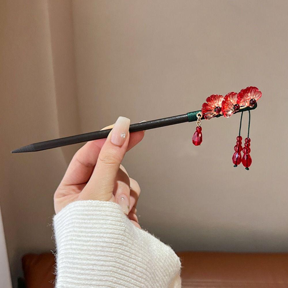 Китайский стиль Цветочная палочка для волос Вилка для волос Ханфу Палочка для волос Классическая деревянная палочка для волос Девушка