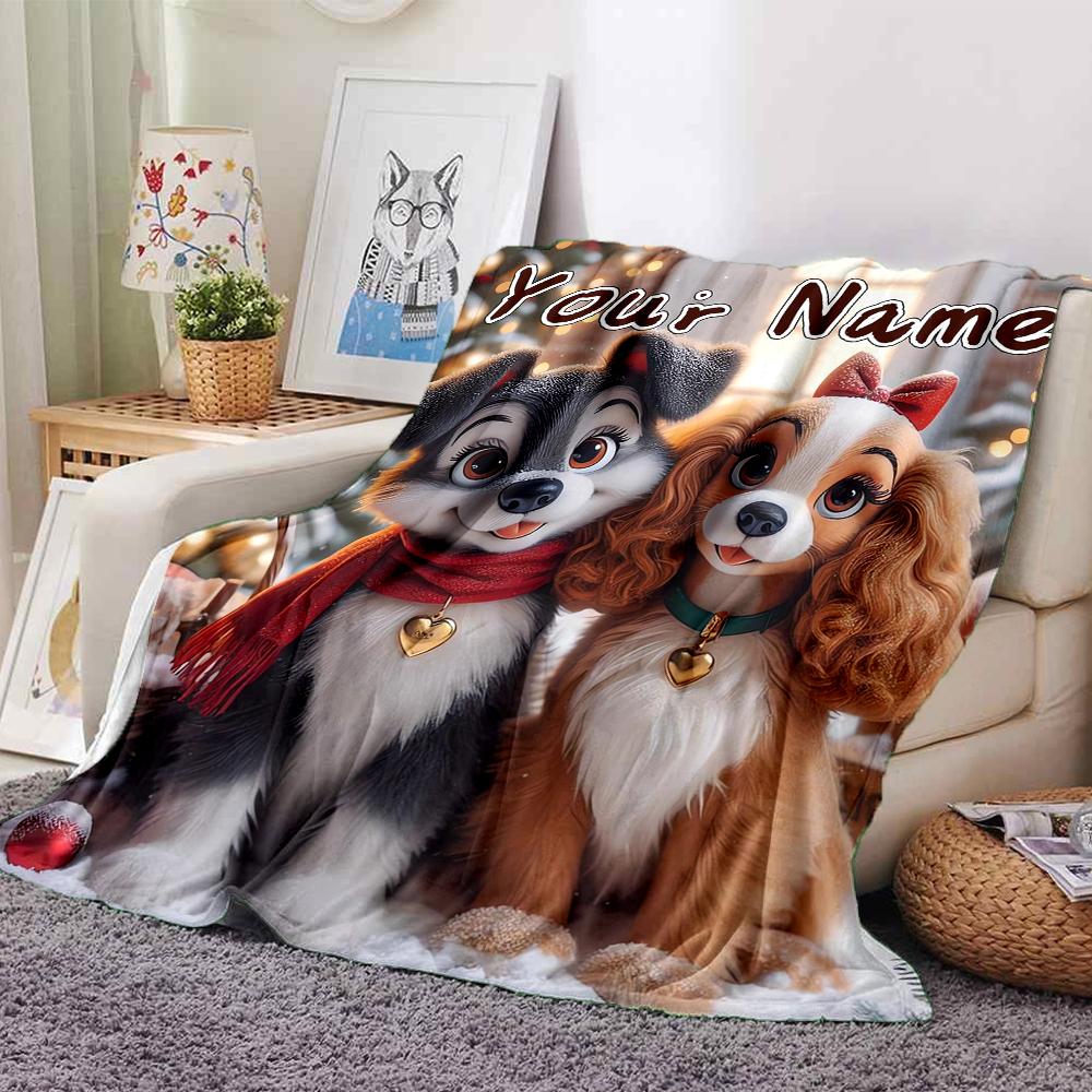 Custom Name Pet Portrait" blanket for Couch & Bed, Plush Cozy Fuzzy Blanket Super Soft & Warm Blankets for Fall and Winter. 0908130