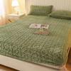 3PCS Coral Fleece Bed Sheet Milk Fleece Bed Sheet Winter Plus Fleece Flannel Winter Protective Cover Bed Sheet Pillowcase