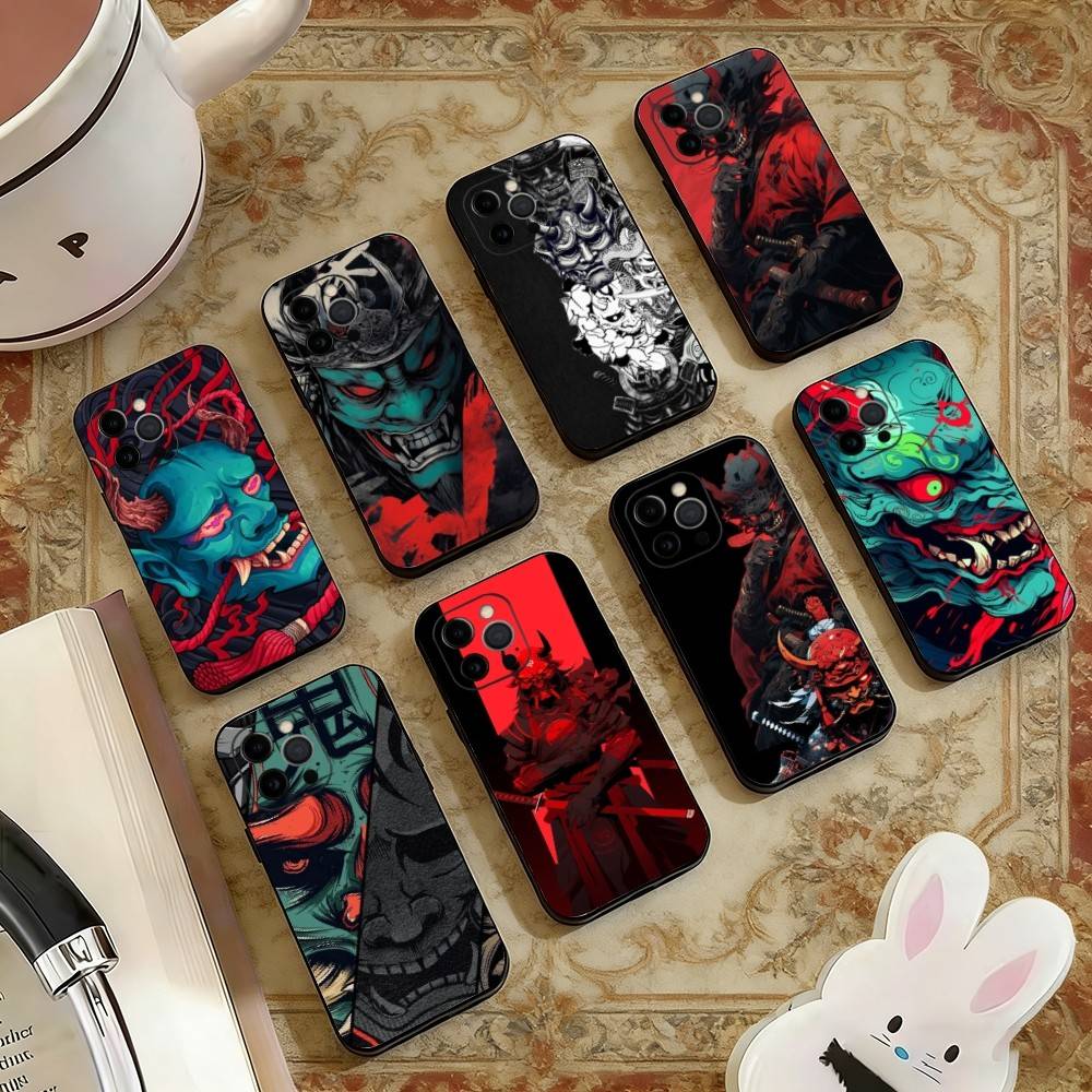 Чехол для телефона с маской Ханья для iPhone 17,16,15,14,13,12,11 Plus,Pro Max,XS,Мягкий силиконовый черный чехол
