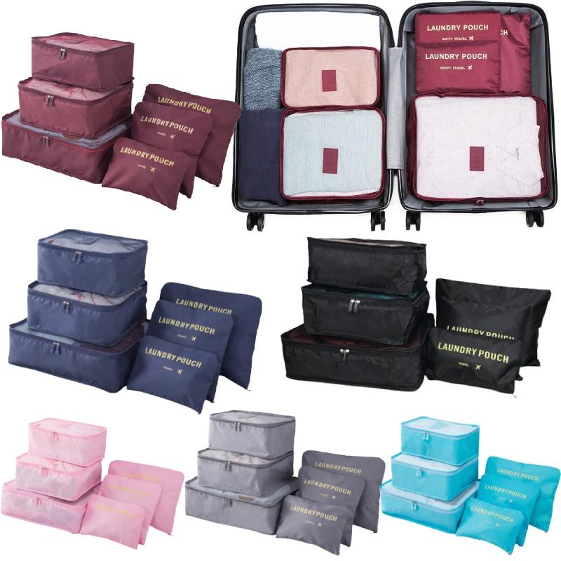 Qx Oxford Cloth Travel Storage Bag Suitcase Set Of 6 For Clothes And Underwear