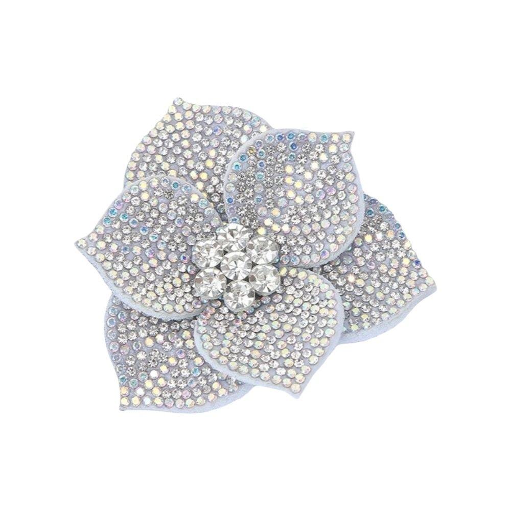 DIY Craft Rhinestone Flower Patches 3D Sew-On Applique Headband Accessories Fabrics