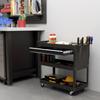 3-Tier Tool Trolley Cart Storage Shelf Roller Cabinet DIY Box Garage Workshop with Drawer Black