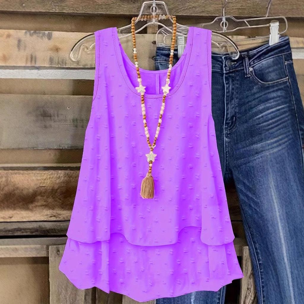 Летний повседневный топ-майка женский европейский и американский однотонный 2025