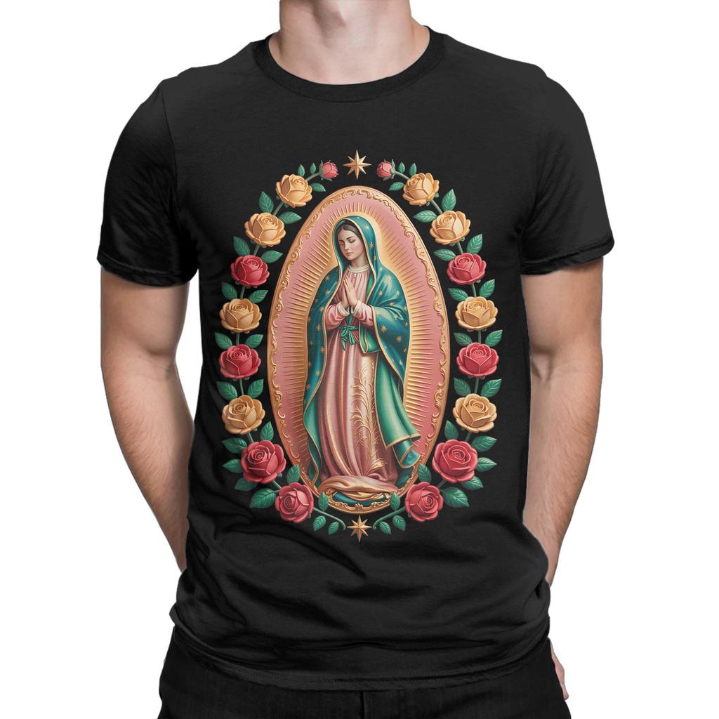 Oversized TShirt Beach Virgin Mary 2 Trending T Shirts Cotton Tshirt for Mens Y2K Casual Loose Short Sleeve Clothes