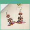 Halloween Flower And Skull Pattern Women Earrings For Womens Festive And Casual Events