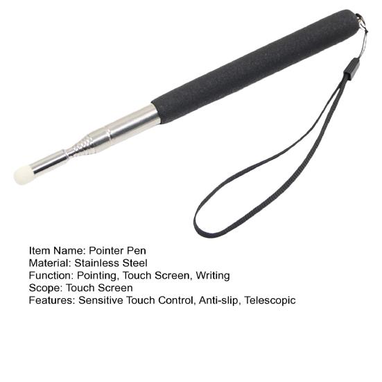 1m Pointer Pen Nib Touch Screen Telescopic Felt Hand Lanyard Stainless Steel Teacher