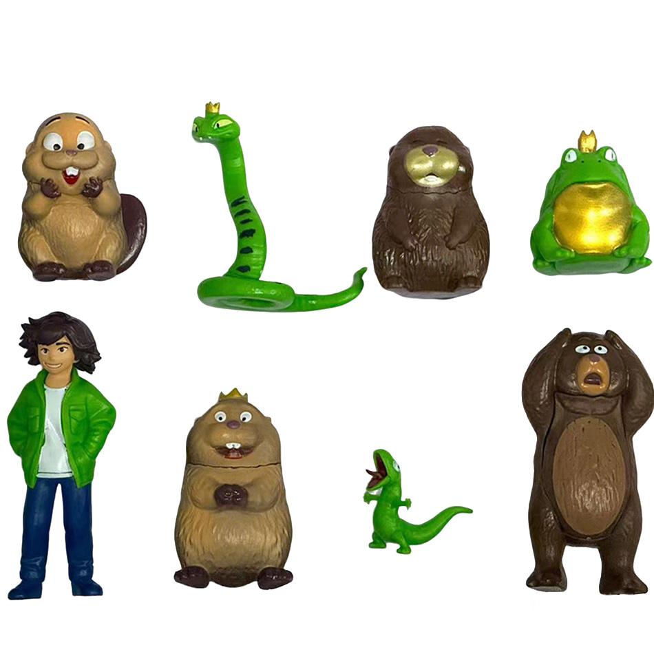 8pcs/set  Hoppers Movie Action Figures, Mabel & King George Beave Collectible Toys, Cartoon Character Dolls for Kids Gift