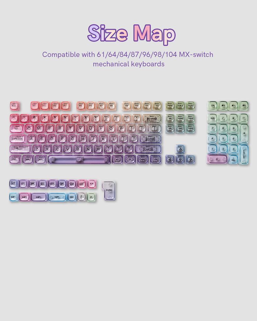 Xiaomi 132 Keys Green 5 Sides Dye Sublimation PBT Keycaps Cute MOA Profile Keycaps for Cherry Gateron MX Switches Mechanical Keyboards