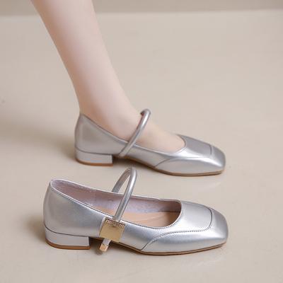 Французский вечерний темперамент одинарные туфли женские 2025 новая весна ретро туфли Мэри Джейн средний каблук универсальные квадратный носок маленькие кожаные туфли
