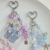 Cute Transparent Bear Bag Keychain Pendant Love Bow Charm Elegant Keyring Sweet Phone Chain Girly Backpack Hanging Ornament Gift