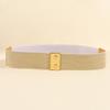Fashion Gold Waist Belt Elastic Bright Buttoning Belt Wide Dress Belt for Women