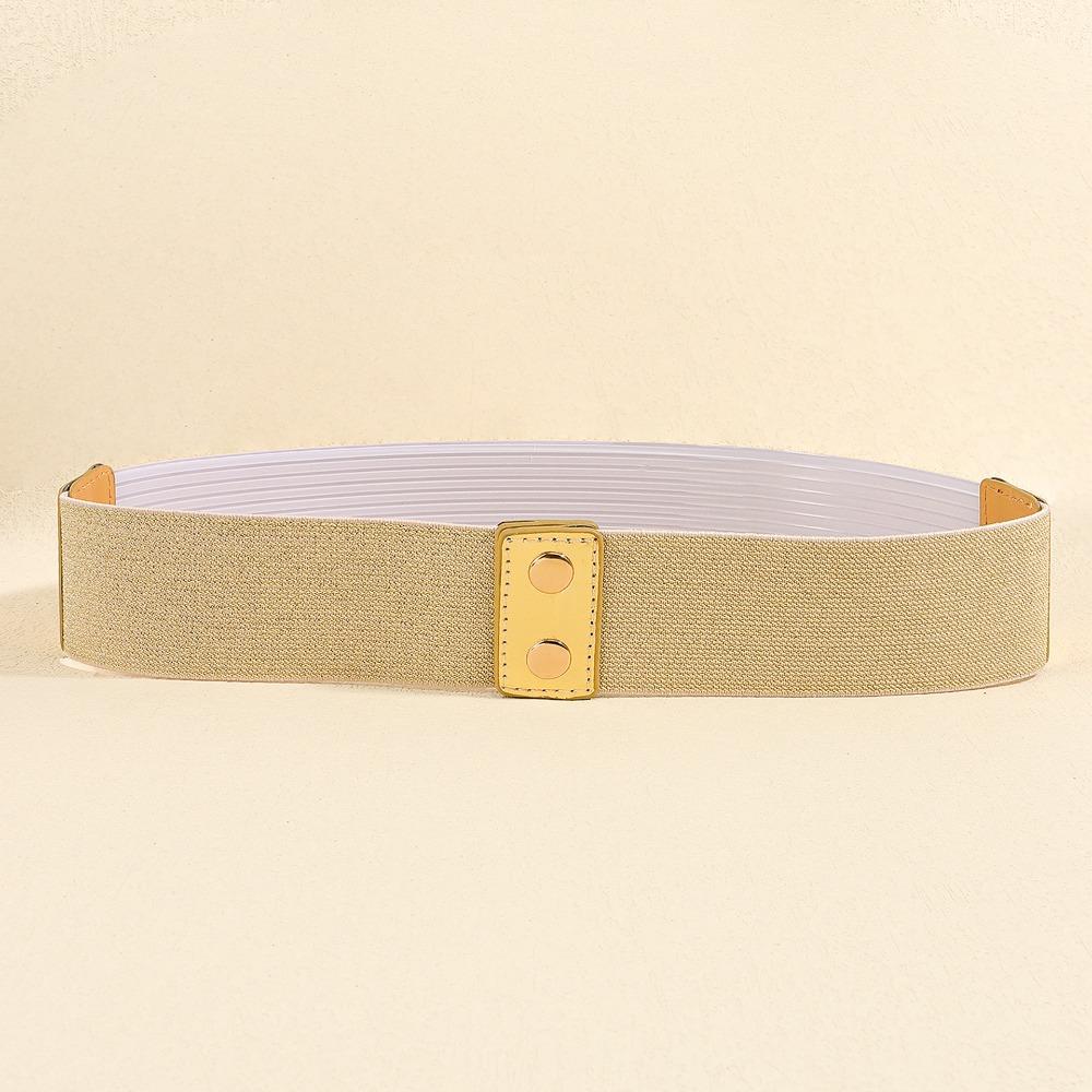 Fashion Gold Waist Belt Elastic Bright Buttoning Belt Wide Dress Belt for Women