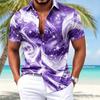 Casual Homewear Men's Shirts Cosmic Fluid Art Printed Short Sleeved Shirts Summer Men's and Women's Fashion Holiday Shirt