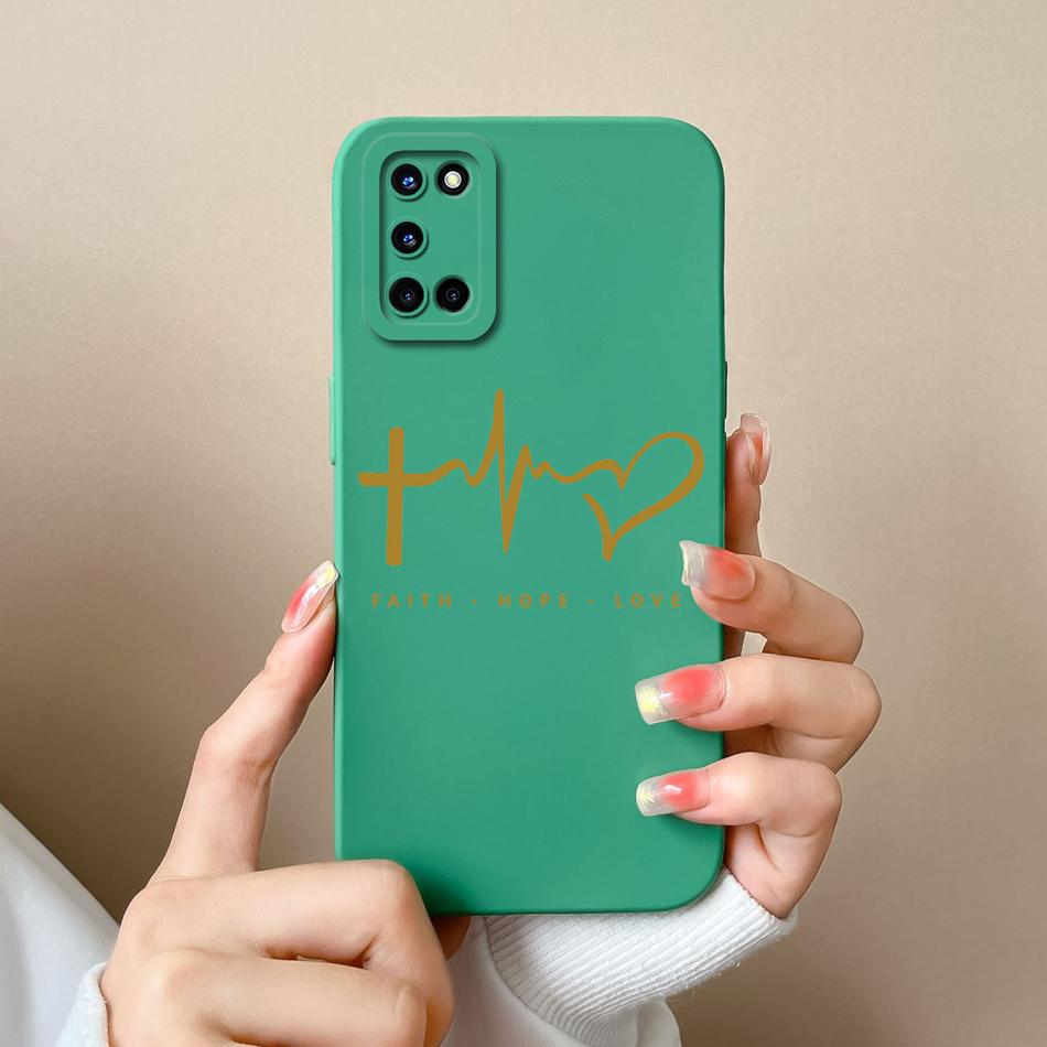For Oppo A52 A72 A92 Case Butterfly Heart Simple Back Cover Soft Liquid Silicone Funda Camera Protection Anti Drop Phone Housing