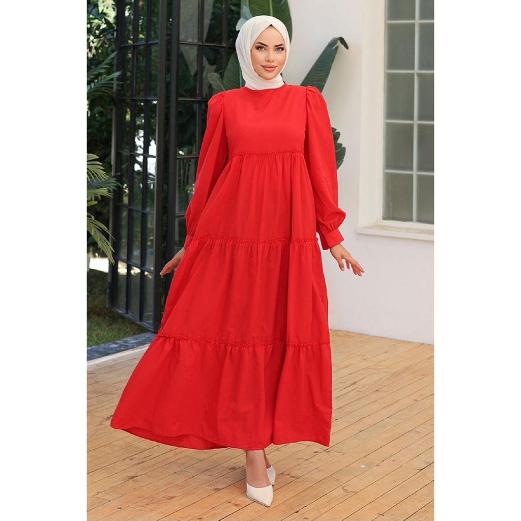 Benay Floor Detail Hijab Dress 1102- Black