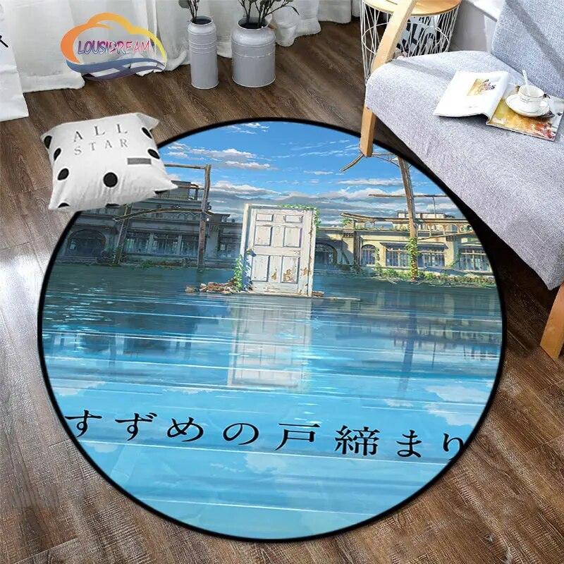 Круглый ковер с рисунком аниме Suzume, декоративный круглый коврик с 3D принтом для детей или девочек, коврик для спальни, гостиной