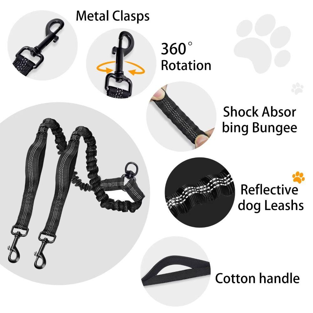 Comfortable Handle Double Head Pet Rope Reflective Pet Walking Rope Dual Dog Leash Outdoor Walking