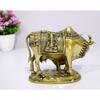 Brass Holy Kamdhenu Kamadhenu Cow and Calf Sculpture - Lucky Figurine Idol Statue Sculpture - 6" Inches