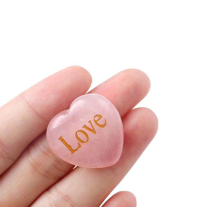 1Pc Healing Crystal Ornament Decorative Heart Natural Stone Rose Quartz Clear Quartz Gemstone Home Decor Jewelry Furnishings 25x25x12 Mm
