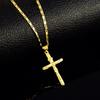 High Quality Pure Gold Color Cross Charm Pendant Necklaces For Women Men 24K Yellow Gold Filled Necklaces Wedding Jewelry Gifts