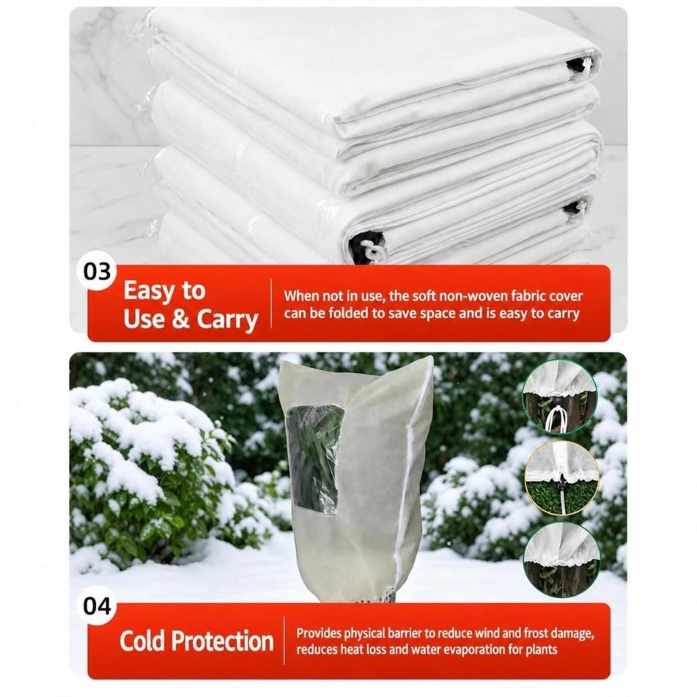 with Drawstring Zipper Frost Protection Plant Bag Non-woven Fabric Shrub Warm Cover Cold Weather