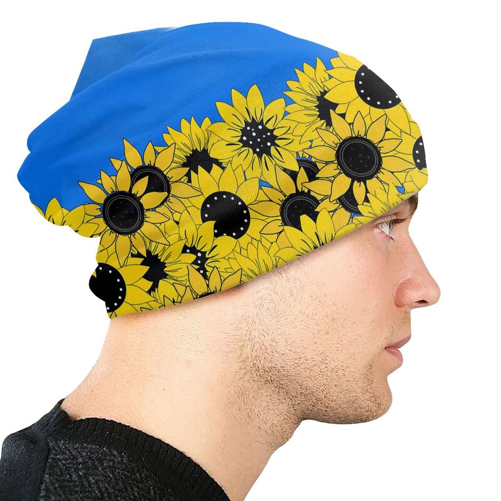 Подсолнухи и синий цвета флага Украины, унисекс, капот, зимние теплые походные шапки, двухслойная тонкая шапка, дышащие шапки