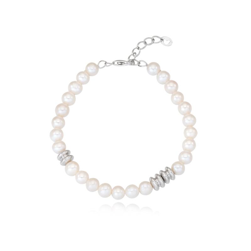 Tirrlirr Ripple Of Pearl White Silver Bracelet Tbtsvw00961M-Fp