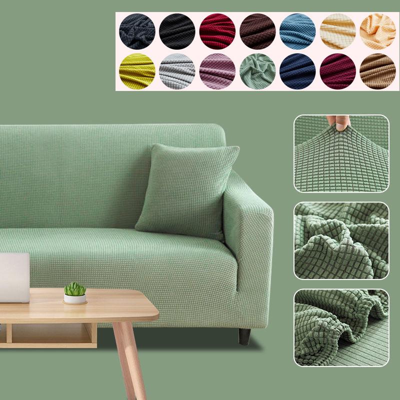 Осенне-зимний чехол для дивана, утолщенный, теплый, однотонный, эластичный, в клетку, для гостиной, угловой чехол для дивана, защитный чехол для мебели